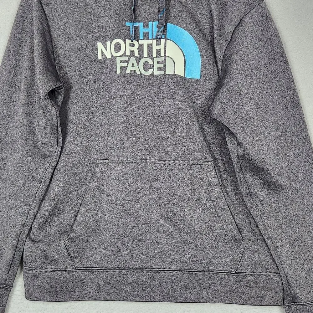 The North Face Hoodie Mens Large Gray Pullover Logo Fleece Kangaroo Pocket